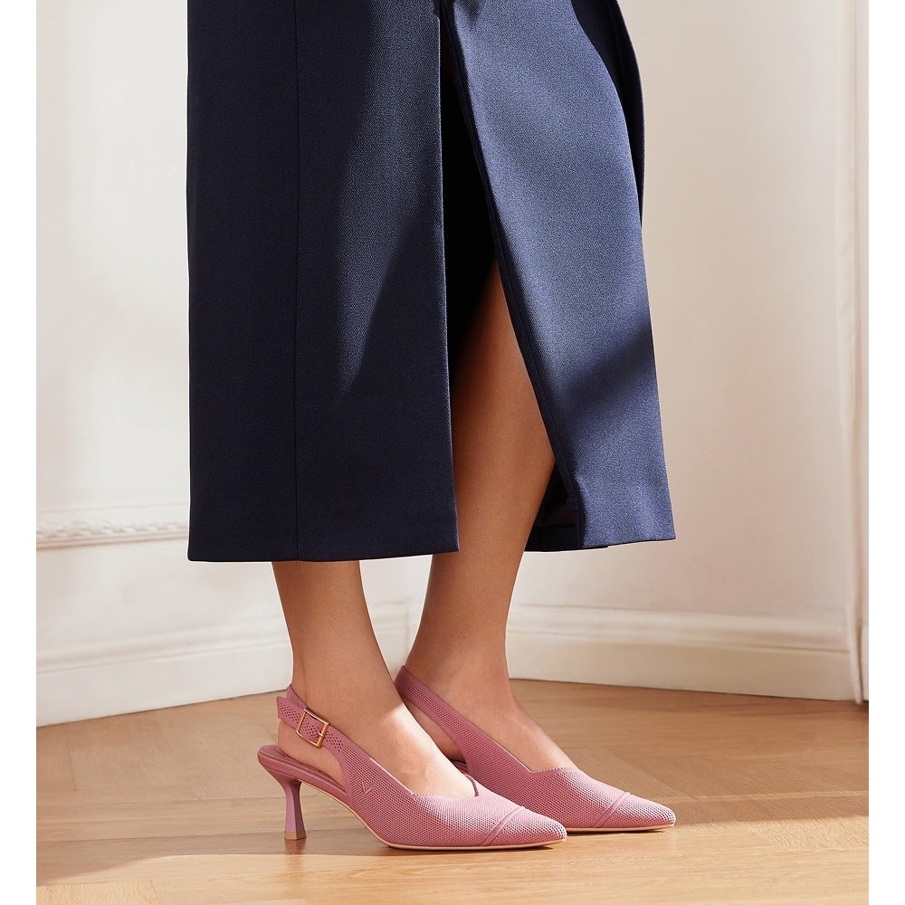 VIVAIA Addison Mauve Pointed Toe Slingback Kitten Heel Pumps EU 40 US 9